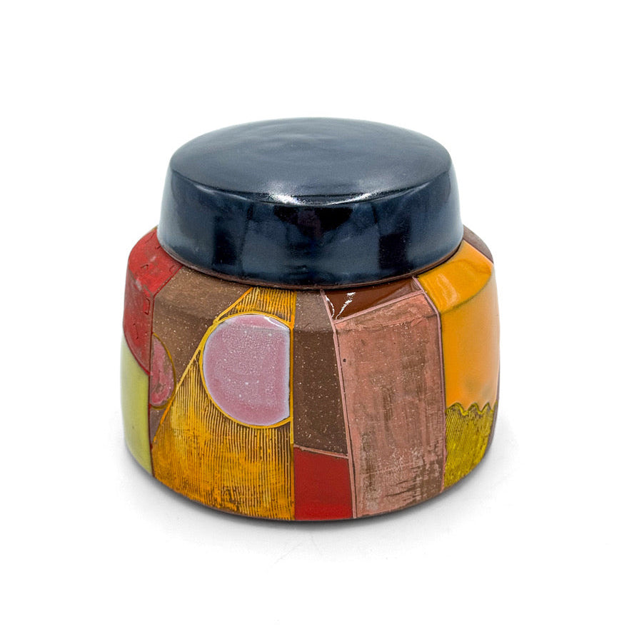 Keepsake Jar — Mod, Warm Colored, Lidded Vessel