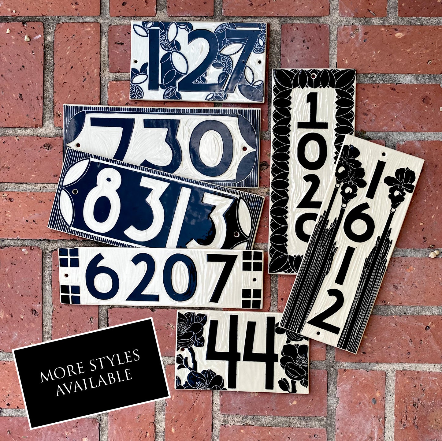 Classic Address Sign - Sgraffito House Number Plaque/Tile