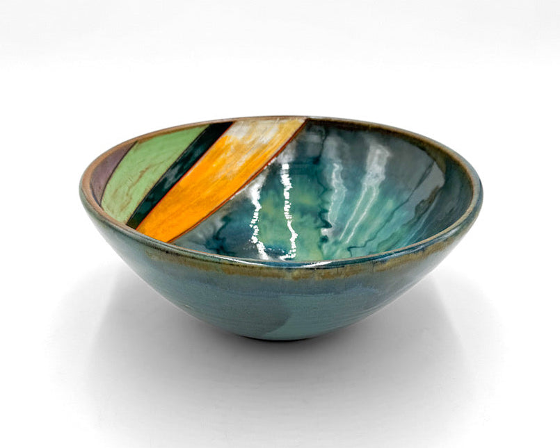 Serving Bowl — Colorful Array, Mishima Spiral