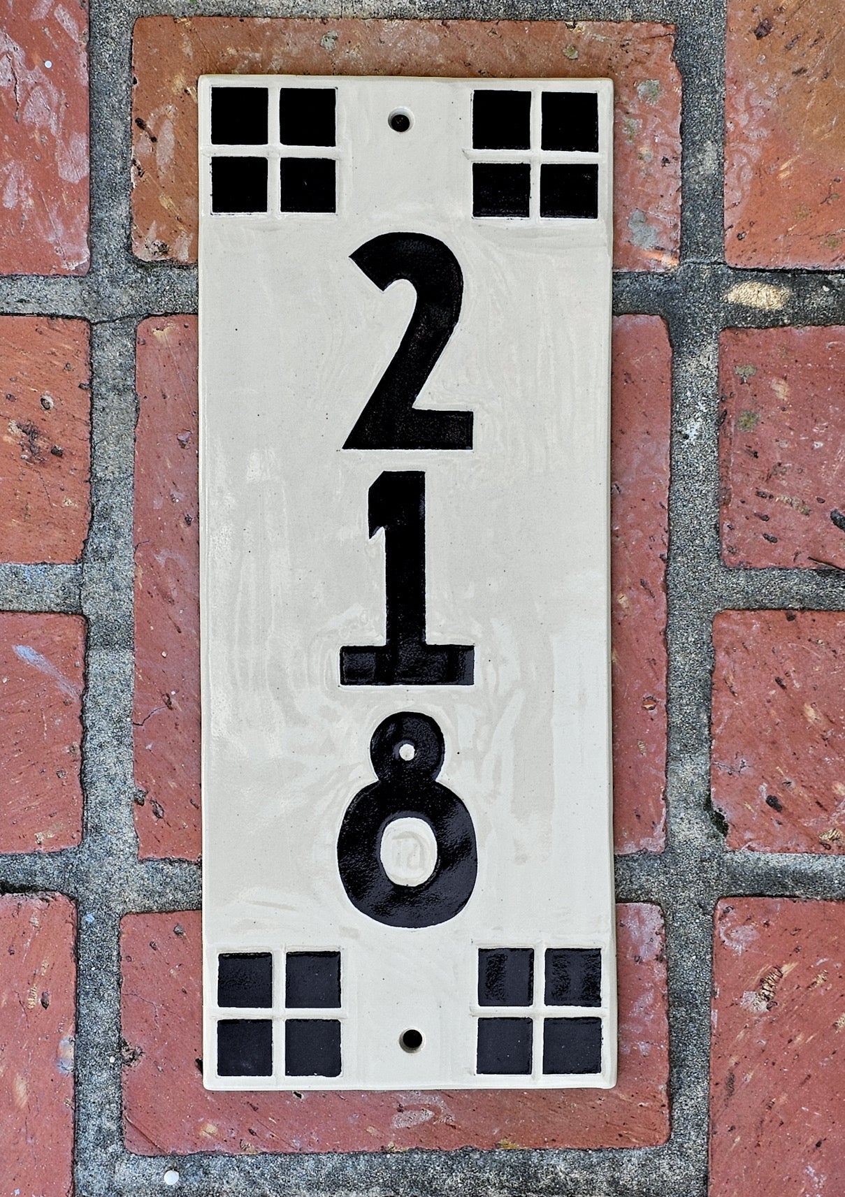 Craftsman Address Sign - Sgraffito House Number Plaque/Tile
