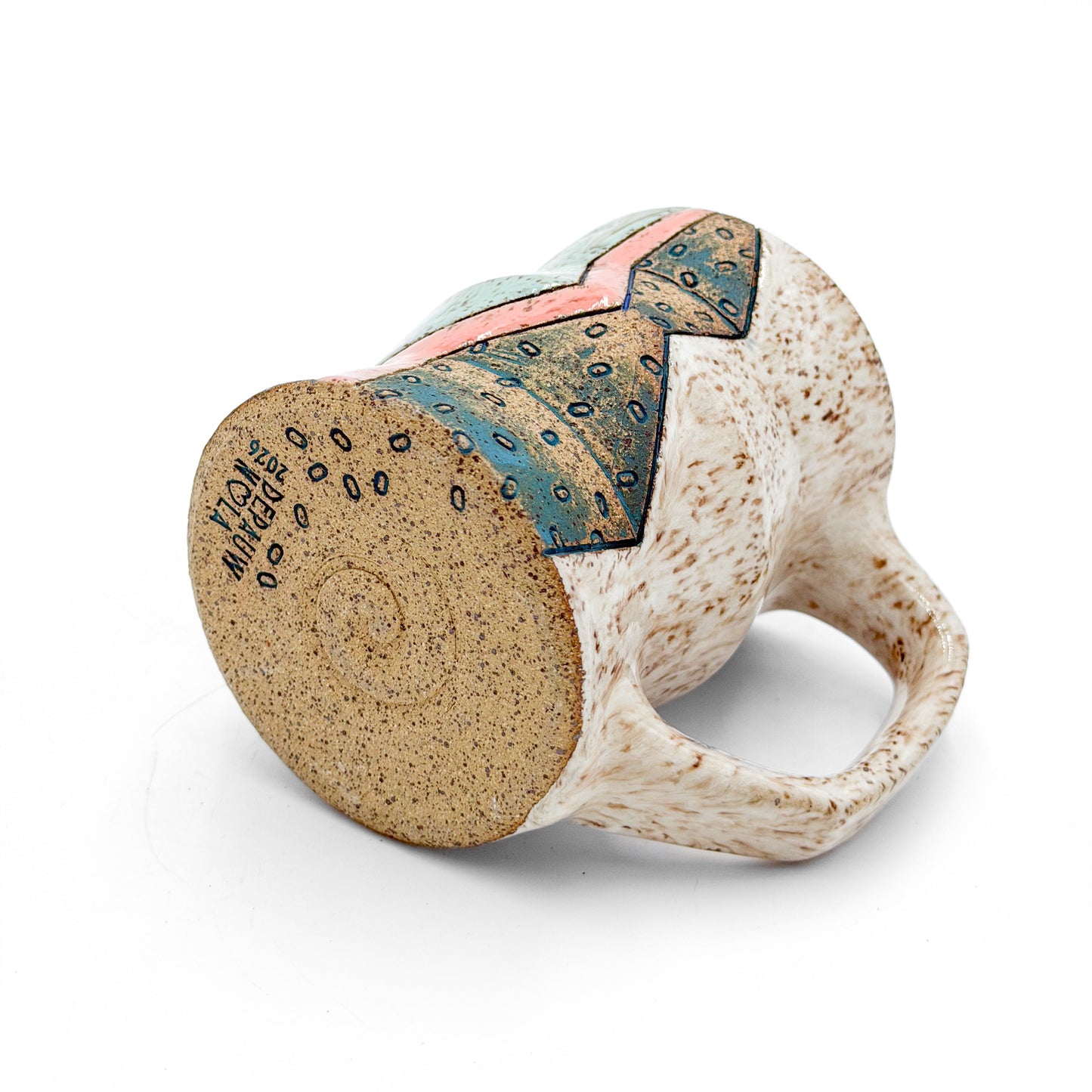 Mug — Striped Zigzag , Speckled (Wheel Thrown)