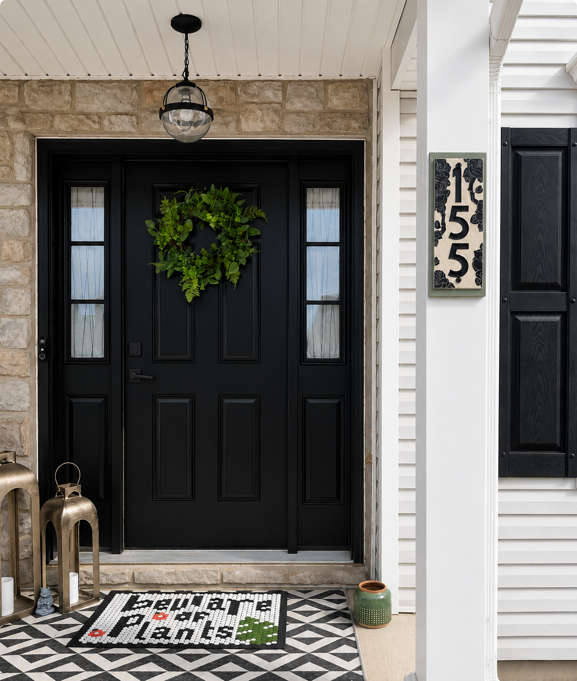 Magnolia Address Sign – Floral House Numbers – Outdoor Sgraffito Tile