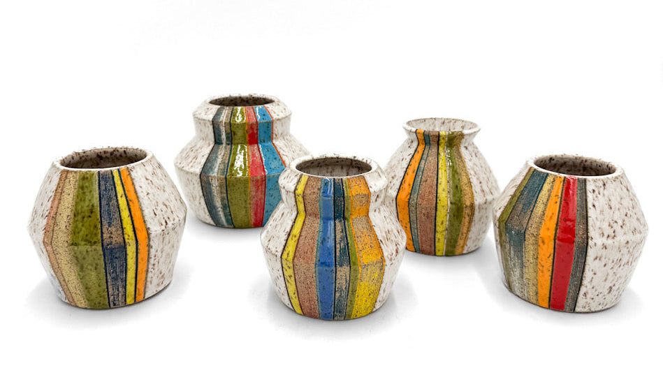 Bud Vase — Small Striped “Mommy” (Speckled)
