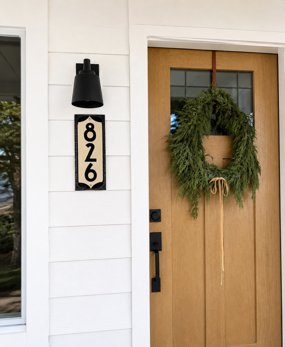 Classic Address Sign – Light Background – House Numbers – Outdoor Sgraffito Tile