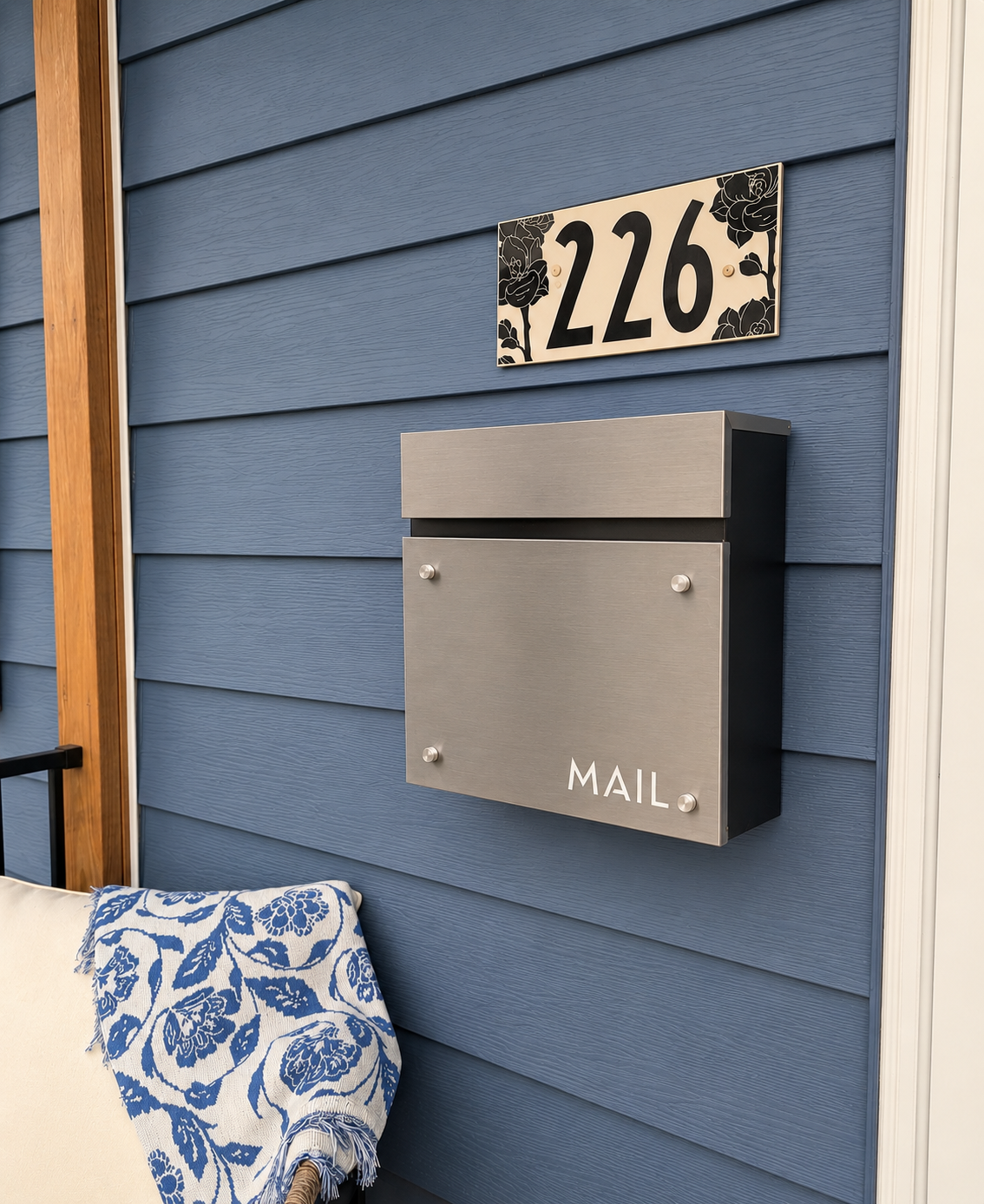 Magnolia Address Sign – Floral House Numbers – Outdoor Sgraffito Tile