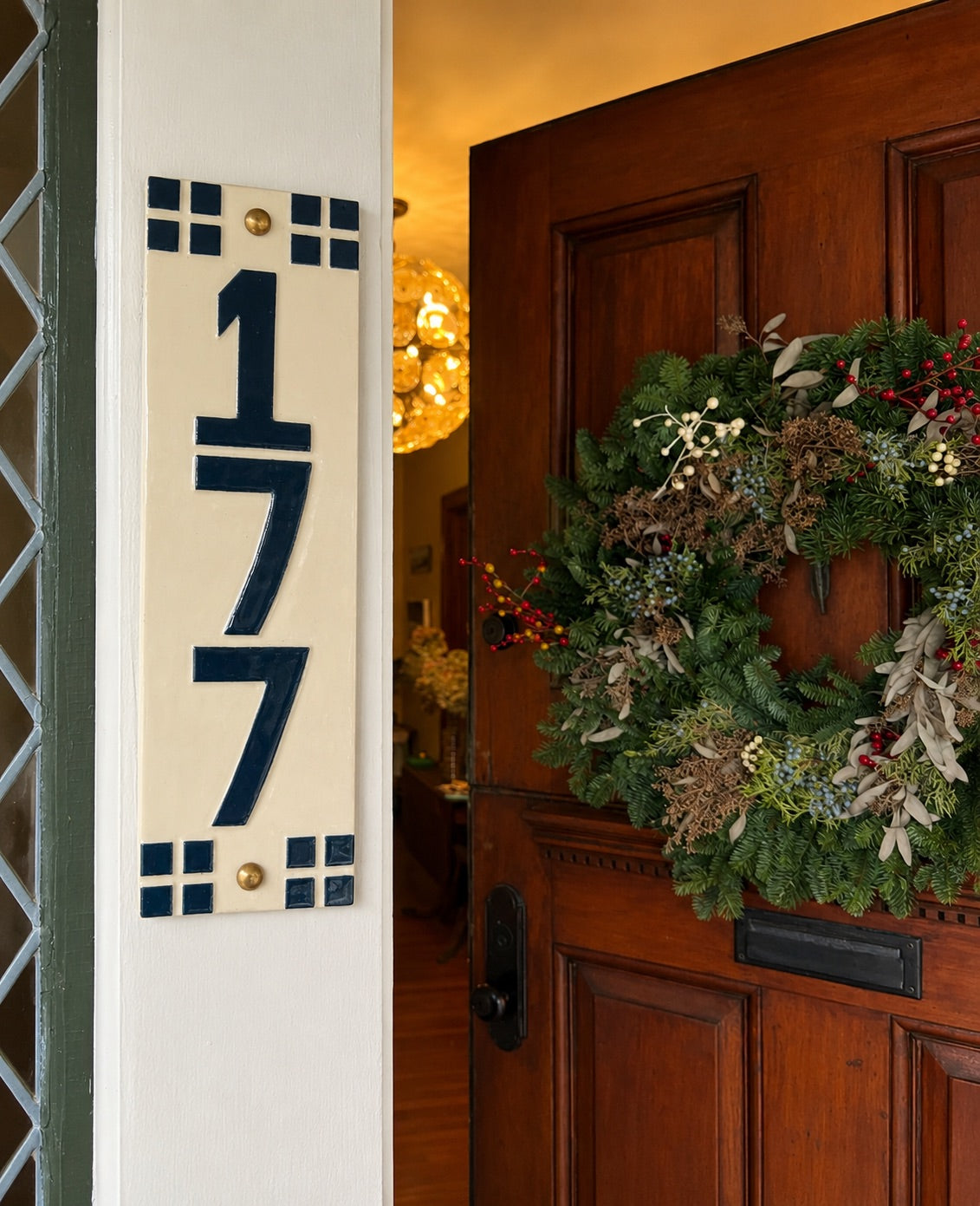 Craftsman Address Sign – House Numbers – Outdoor Sgraffito Tile