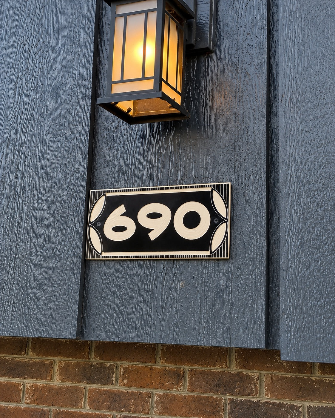 Classic Address Sign – Dark Background – House Numbers – Outdoor Sgraffito Tile
