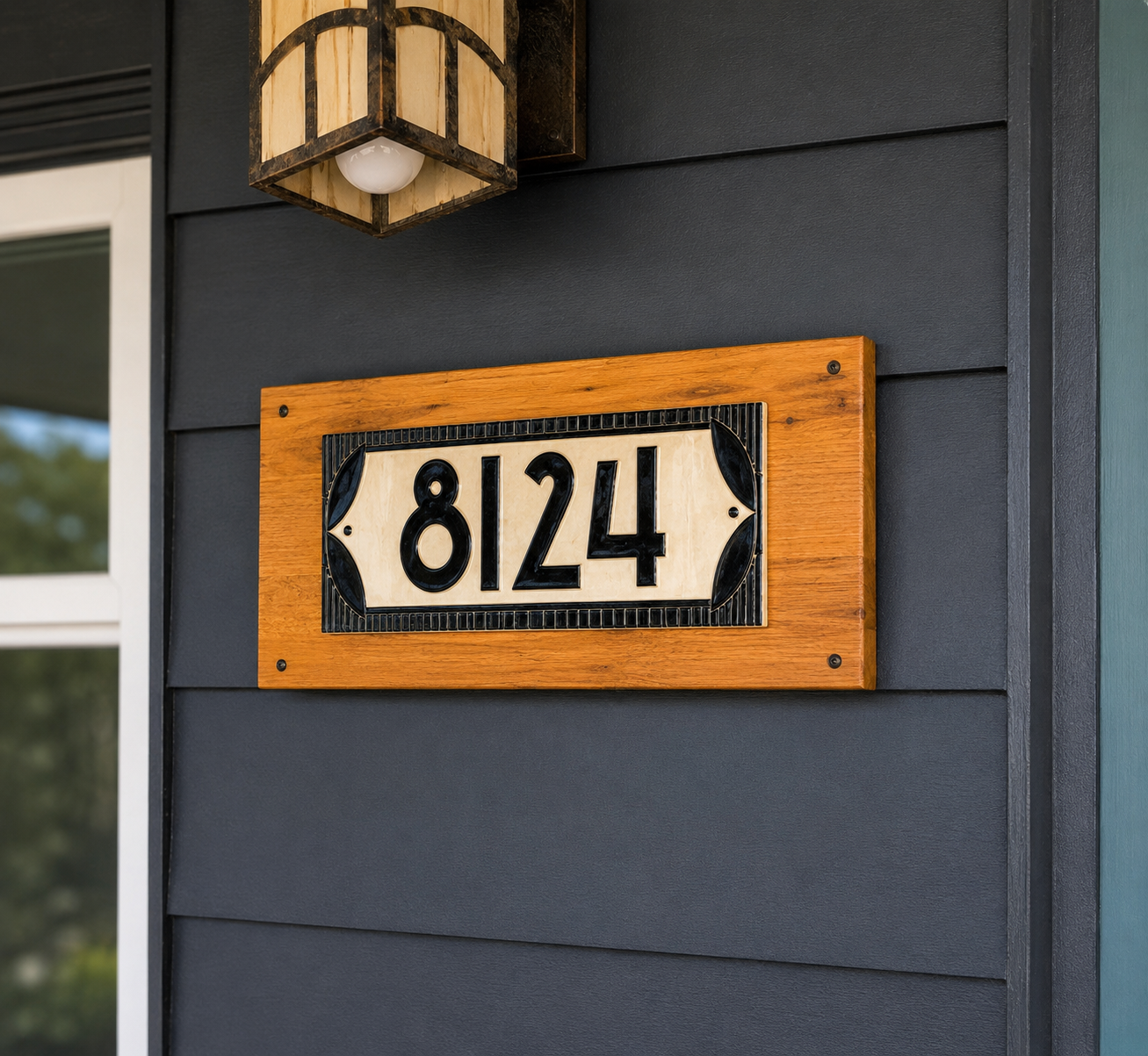 Classic Address Sign – Light Background – House Numbers – Outdoor Sgraffito Tile