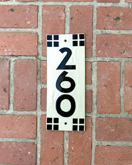 Craftsman Address Sign - Sgraffito House Number Plaque/Tile