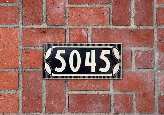 Classic Address Sign – Dark Background – House Numbers – Outdoor Sgraffito Tile