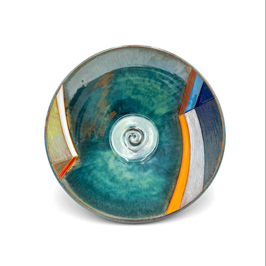 Serving Bowl — Colorful Shapes, Mishima Spiral