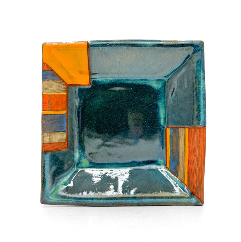 Square Shallow Bowl — Mishima (Ceramic)