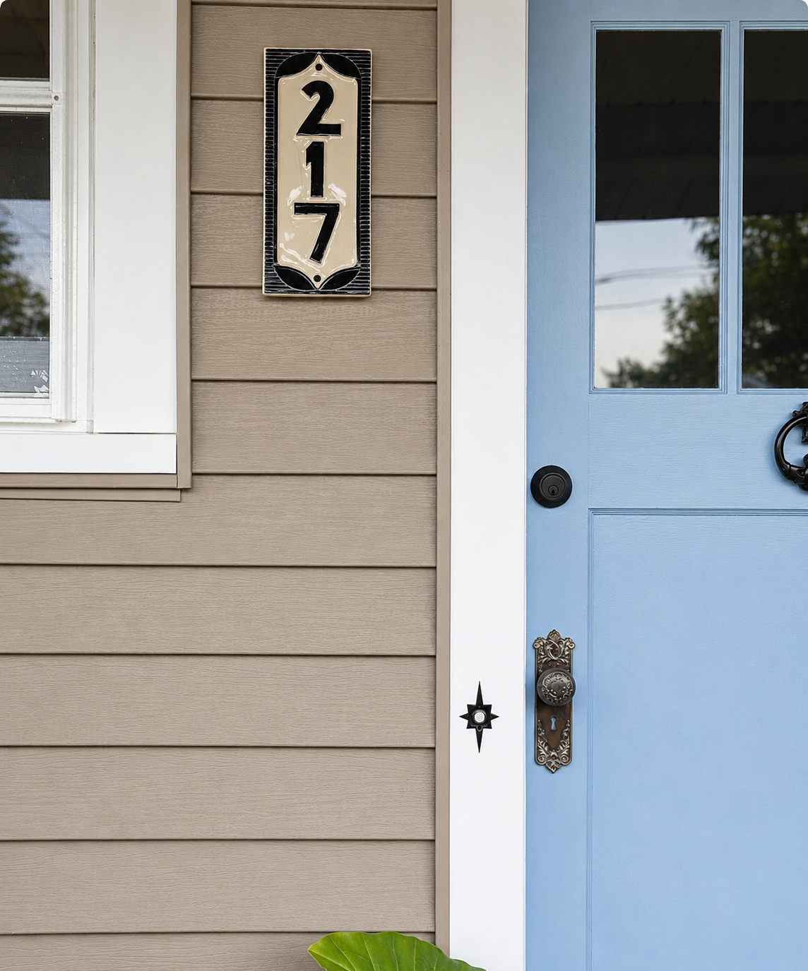 Classic Address Sign – Light Background – House Numbers – Outdoor Sgraffito Tile