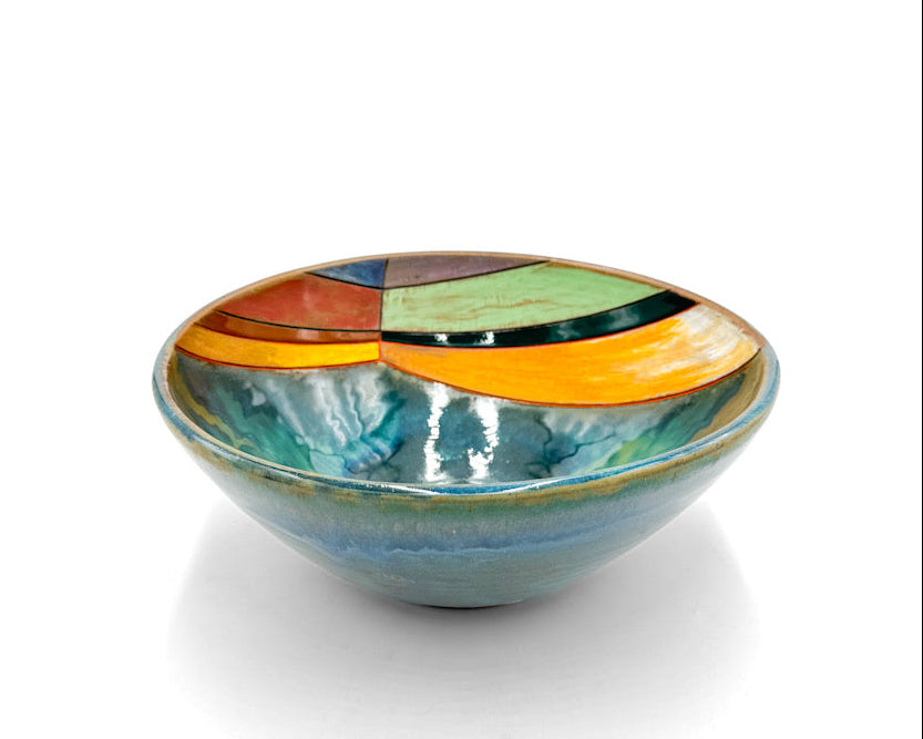 Serving Bowl — Colorful Array, Mishima Spiral