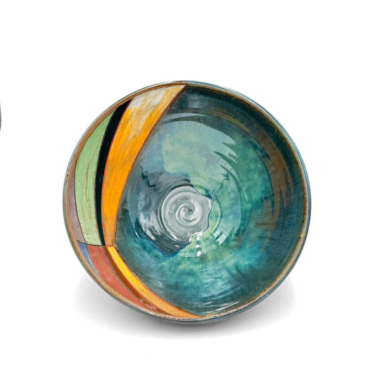 Serving Bowl — Colorful Array, Mishima Spiral