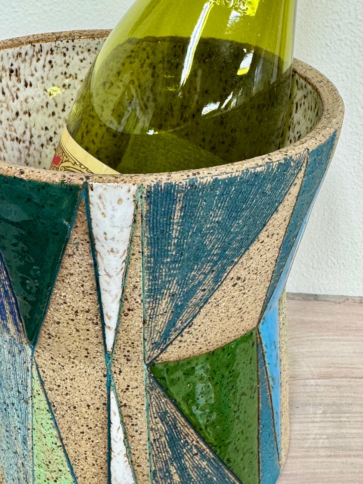 Wine Chiller / Utensil Holder — Cool Colored, Geometric Mishima
