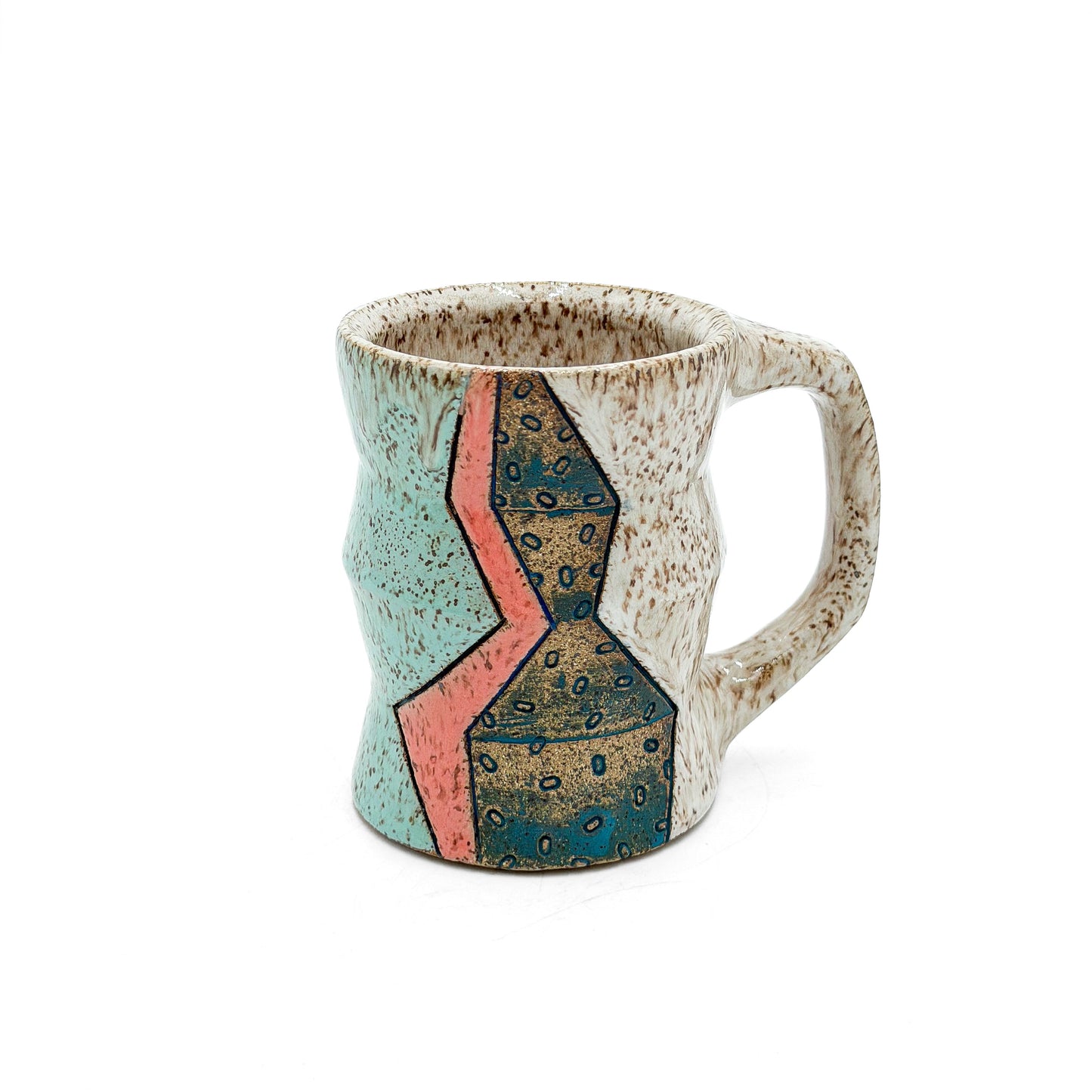 Mug — Striped Zigzag , Speckled (Wheel Thrown)