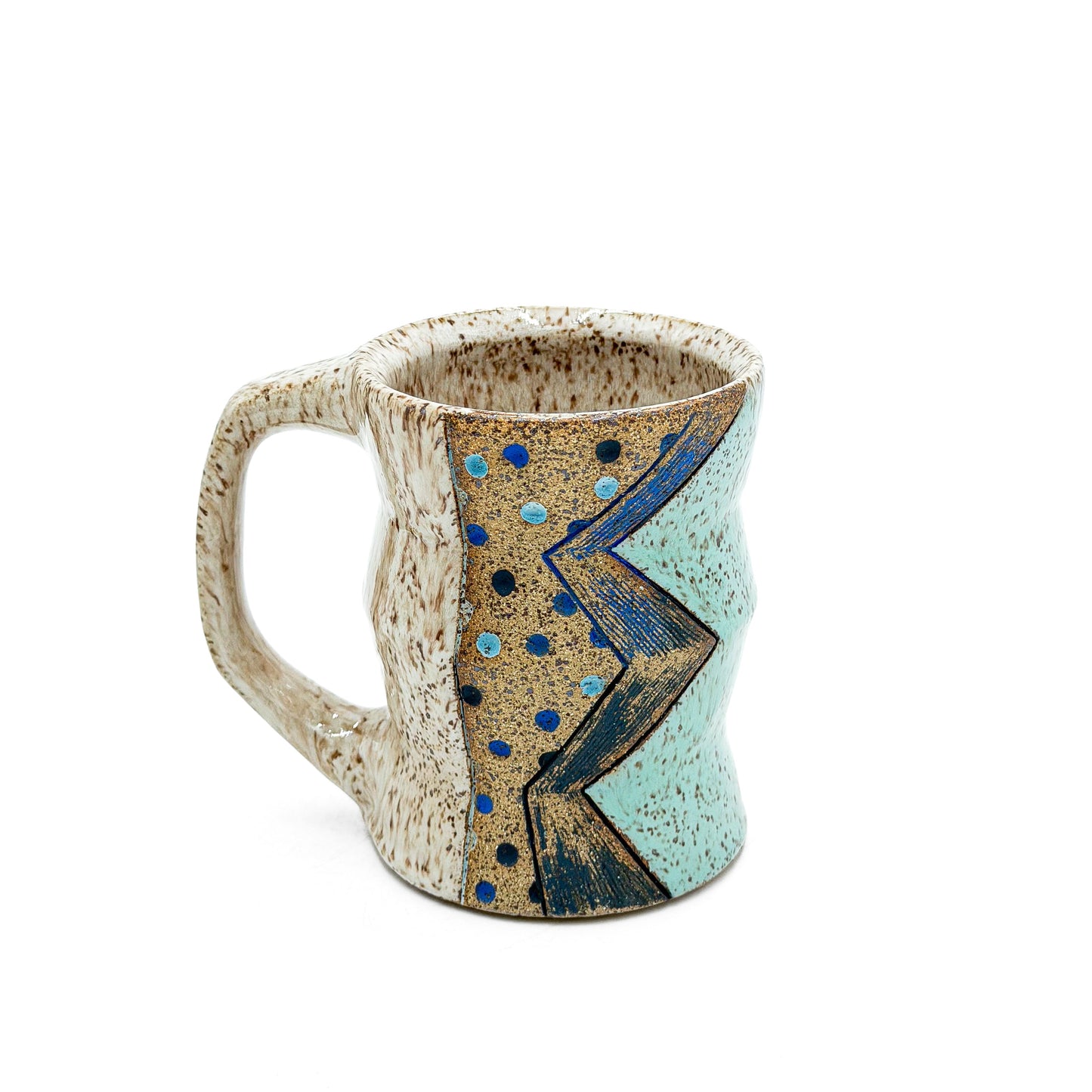 Mug — Striped Zigzag , Speckled (Wheel Thrown)