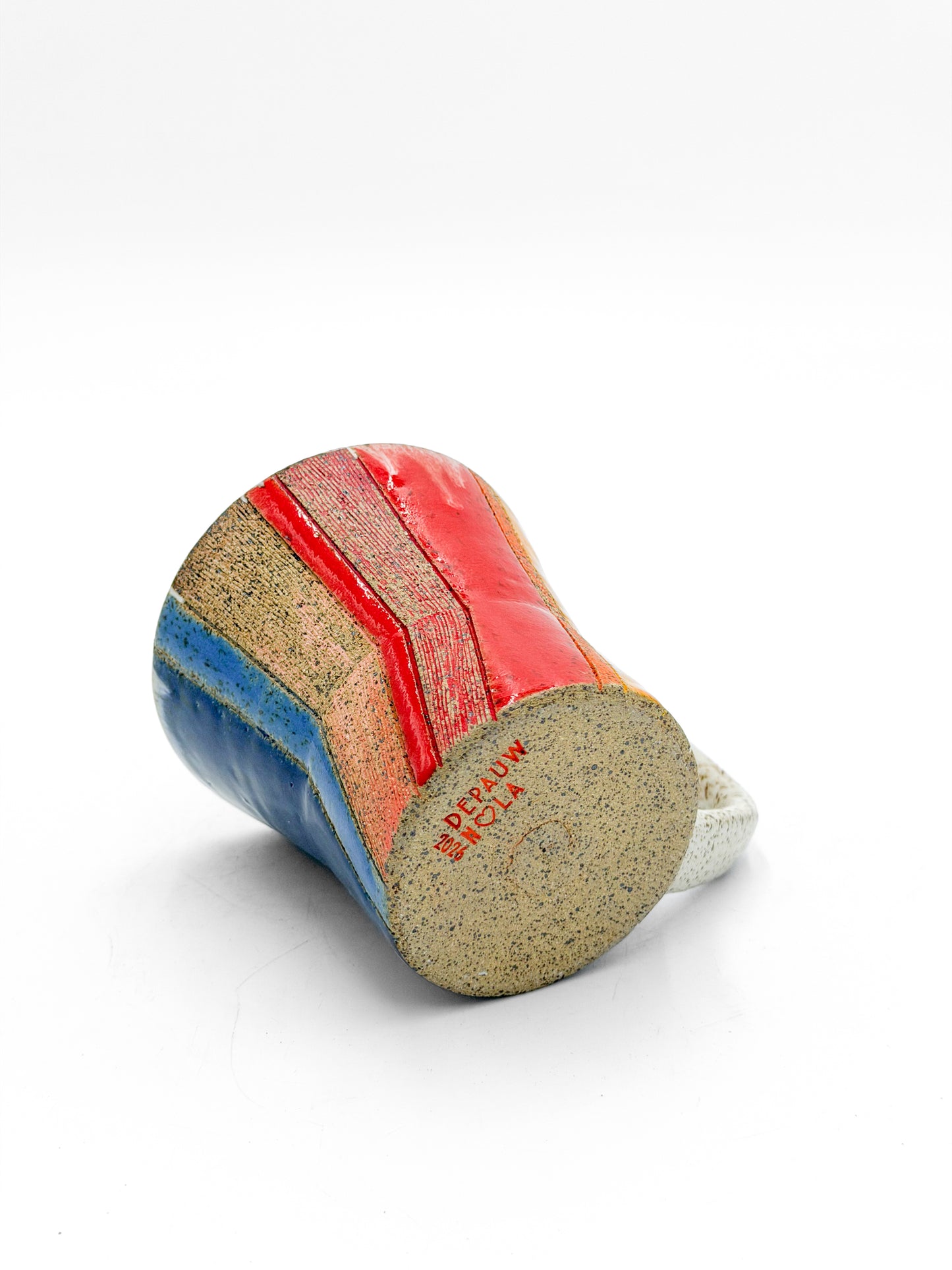 Mug — Multicolored Stripe, Speckled (Wheel Thrown)