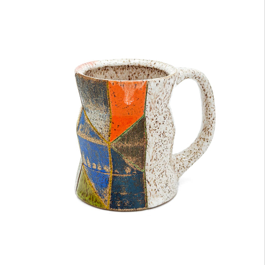 Mug — Geometric Zigzag, Speckled (Wheel Thrown)