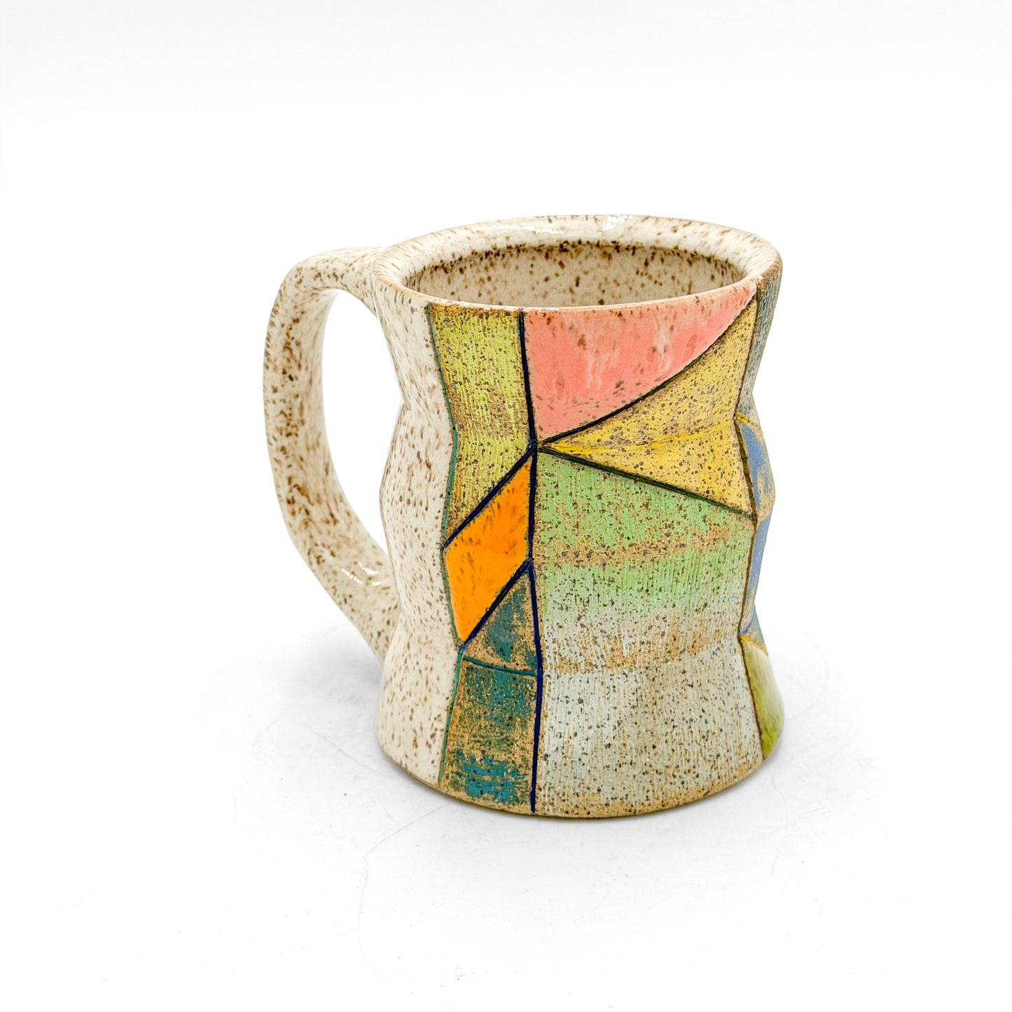 Mug — Geometric Zigzag, Speckled (Wheel Thrown)