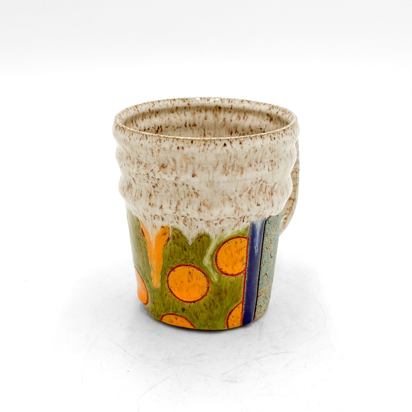 Mug — Multicolored Dots with Ribs, Speckled (Wheel Thrown)