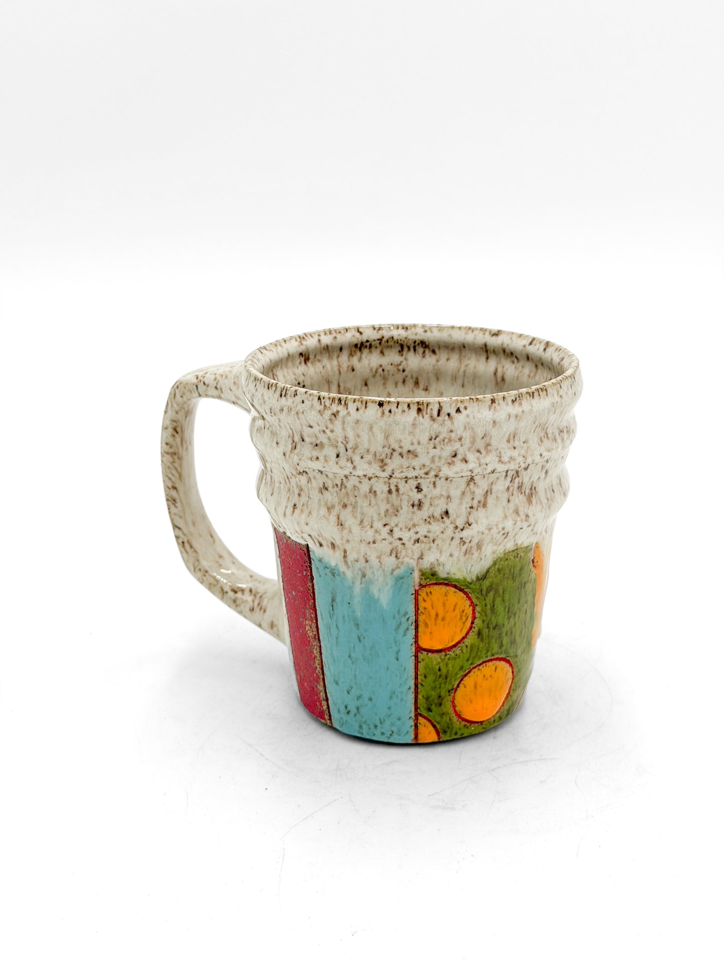 Mug — Multicolored Dots with Ribs, Speckled (Wheel Thrown)