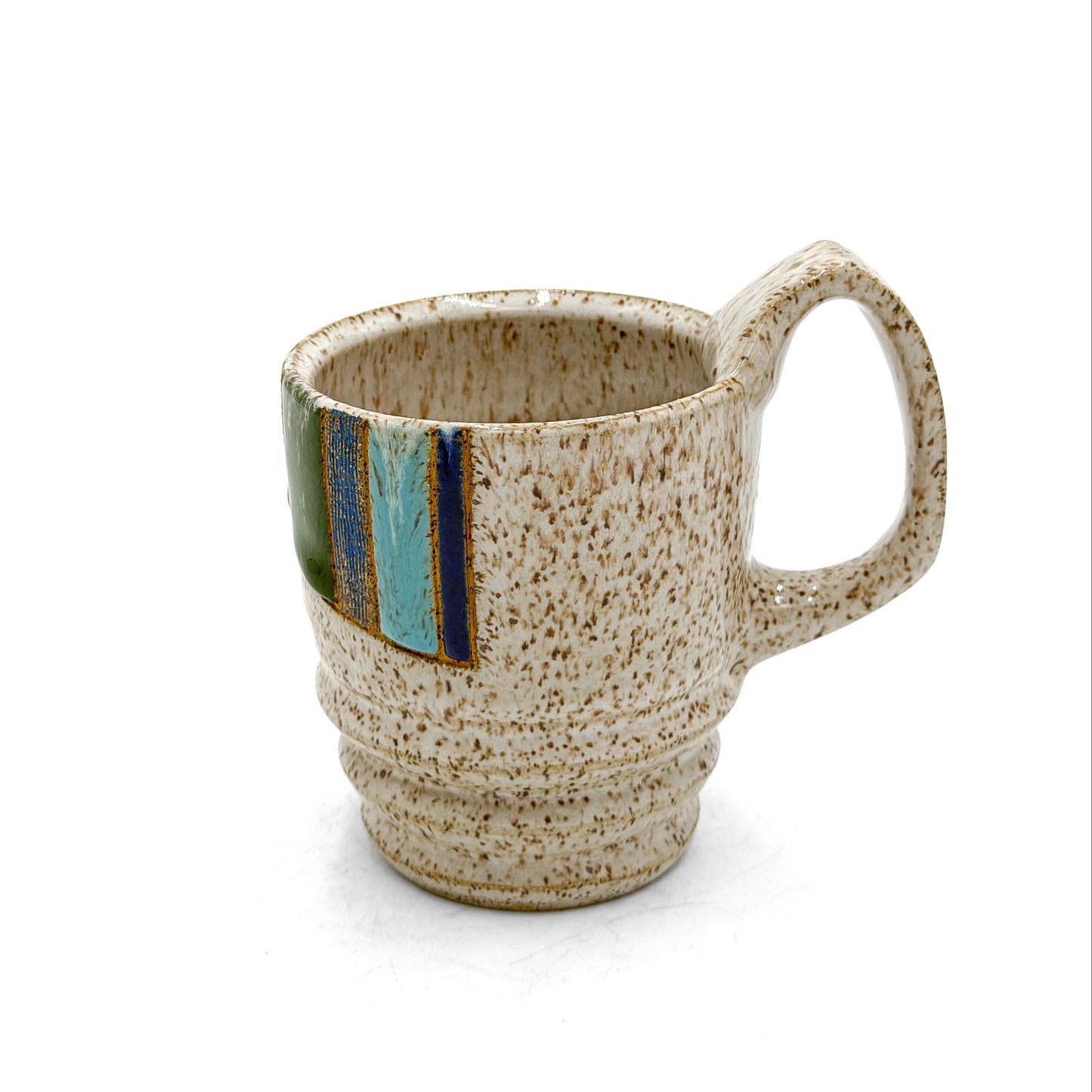Mug — Multicolored Stripes with Ribs, Speckled (Wheel Thrown)