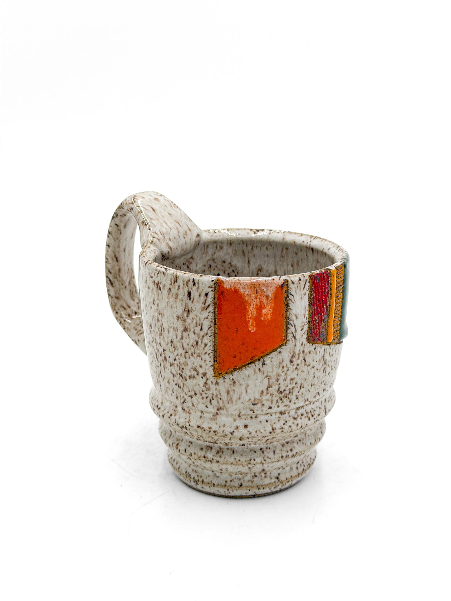 Mug — Multicolored Stripes with Ribs, Speckled (Wheel Thrown)