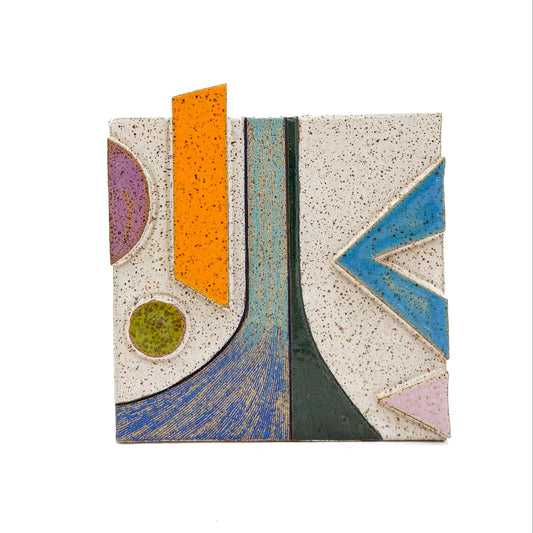 Spectrum Series Stoneware Wall Tiles (medium) — Handcrafted Color + Texture Art with Cleat Mounting