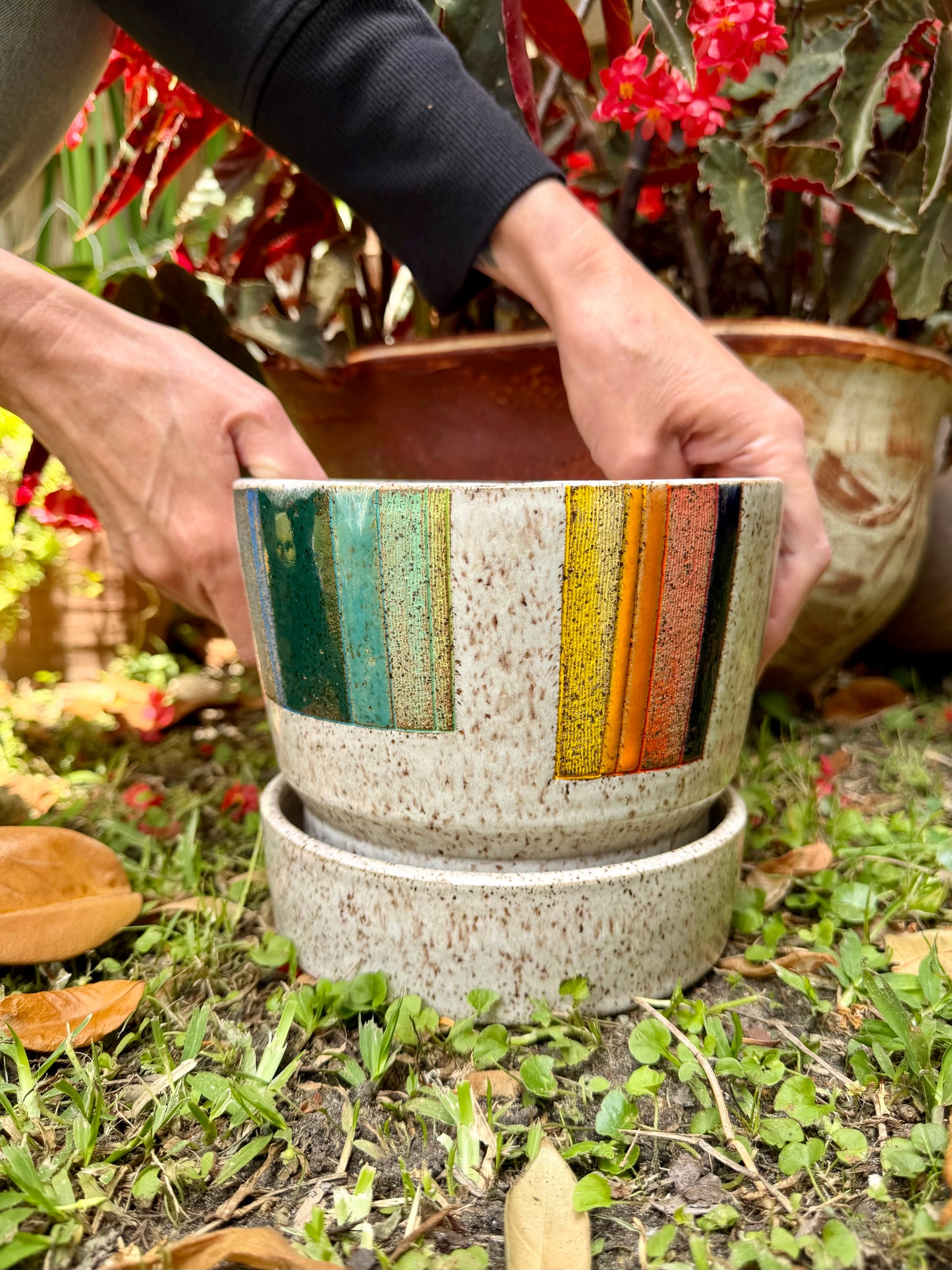 Planter Set — Rainbow Mishima Inlay, Speckled