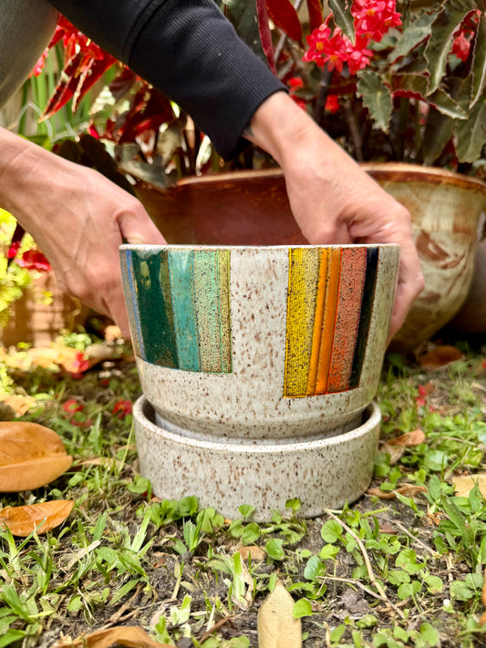 Planter Set — Rainbow Mishima Inlay, Speckled