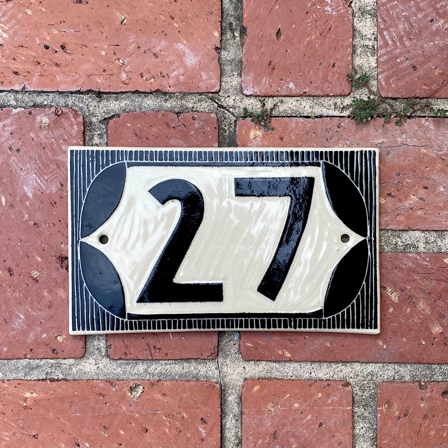 Classic Address Sign - Sgraffito House Number Plaque/Tile