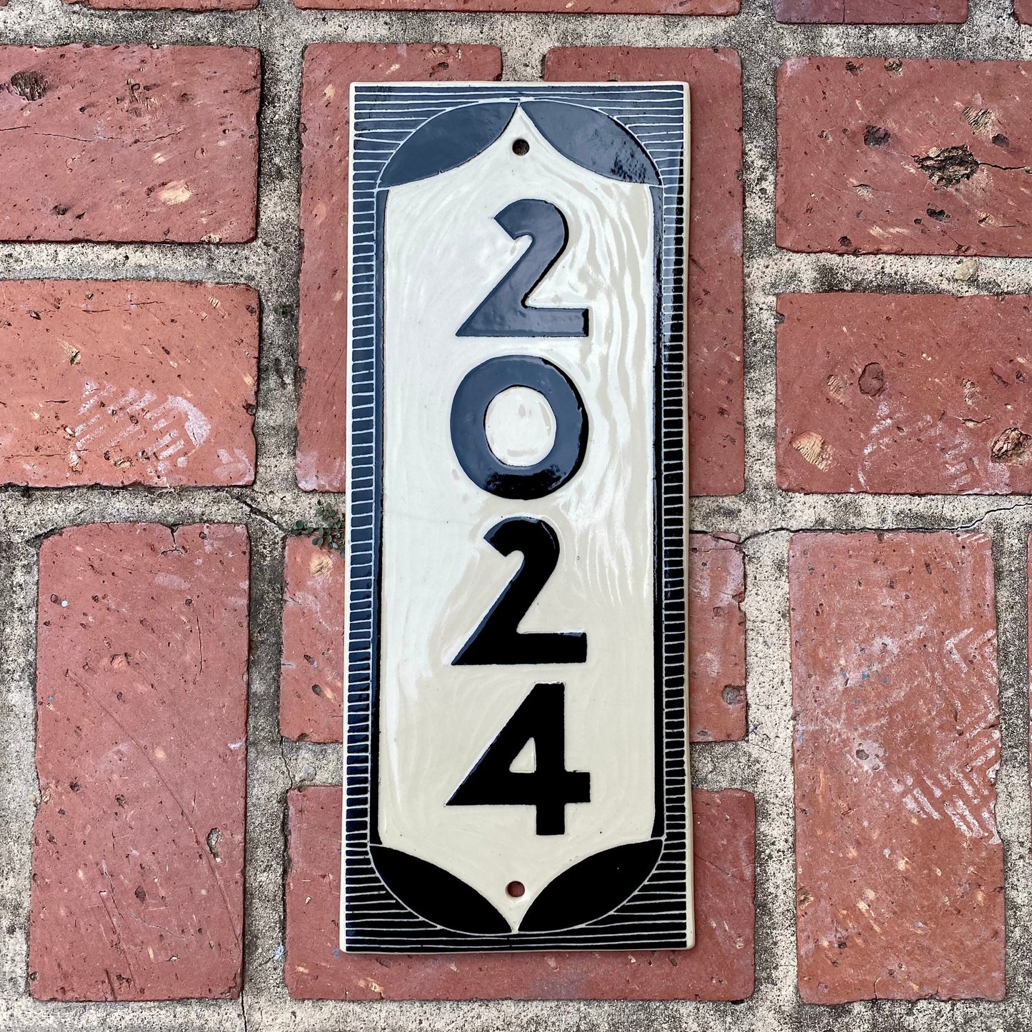 Classic Address Sign - Sgraffito House Number Plaque/Tile