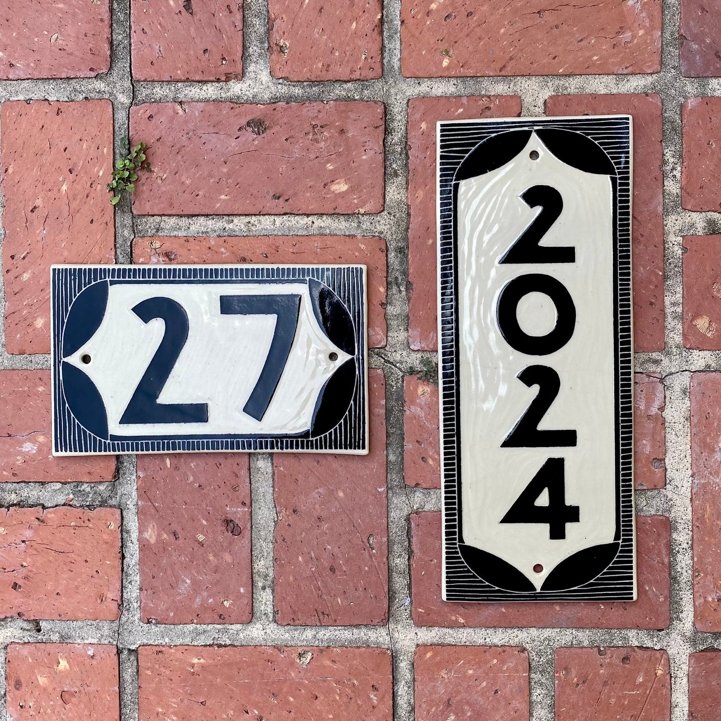 Classic Address Sign - Sgraffito House Number Plaque/Tile