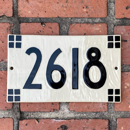 Craftsman Address Sign - Sgraffito House Number Plaque/Tile