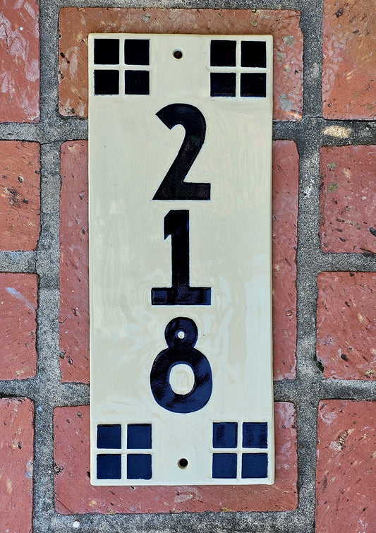 Craftsman Address Sign - Sgraffito House Number Plaque/Tile