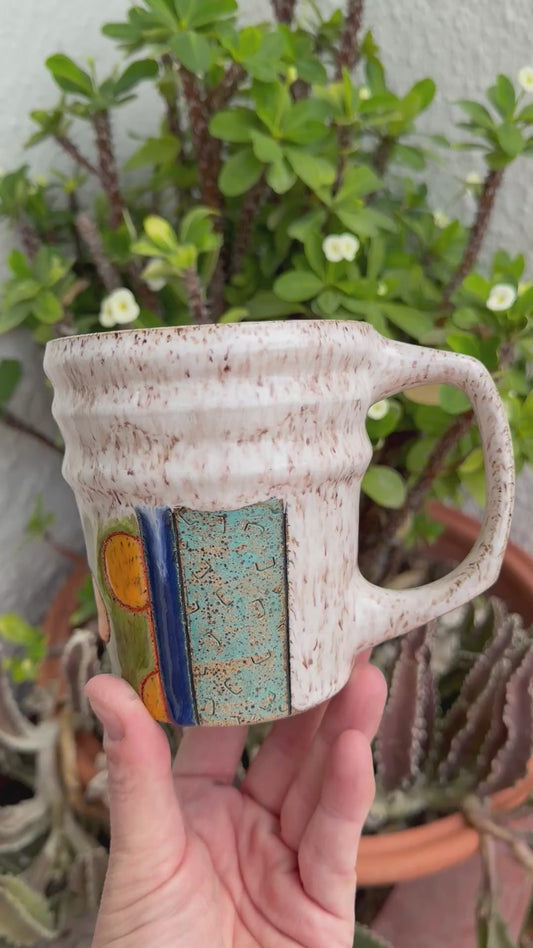 Mug — Multicolored Dots with Ribs, Speckled (Wheel Thrown)